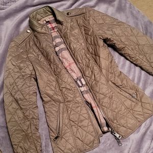 Burberry Olive Green Quilted Zip Jacket